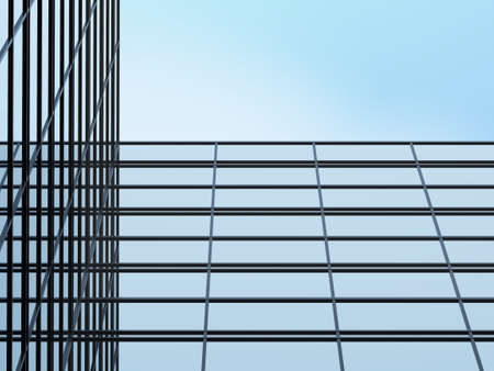 3D render of futuristic architecture, Skyscraper building with glass window.