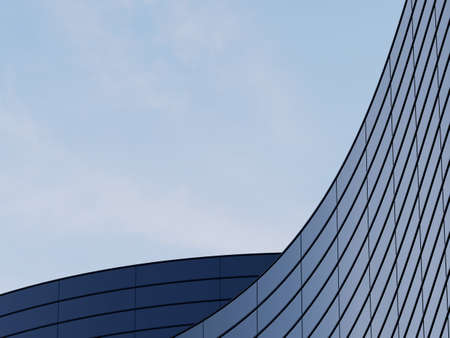 3D render of futuristic architecture, Skyscraper building with curve glass window.の写真素材