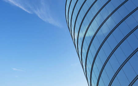 3D render of futuristic architecture, Skyscraper building with curve glass window.の写真素材