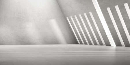 3d render of empty concrete room with shadow on the wall.