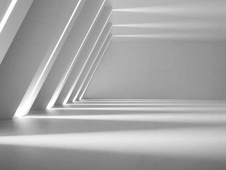 3d render of empty concrete room with illuminate light and shadow on the wall. Contemporary...