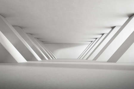 Abstract 3d rendering of empty concrete room with light and shadow on the wall.の写真素材