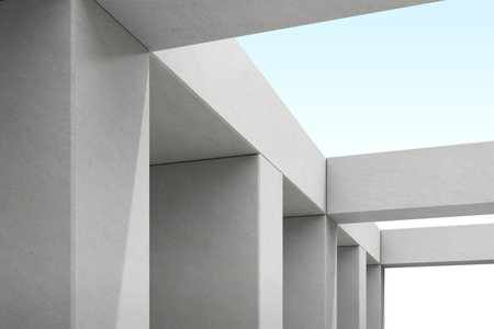 Abstract detail of concrete structure on sky background. 3d rendering.の写真素材