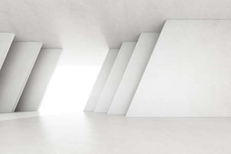 3d render of empty concrete room with large structure on white background.の写真素材