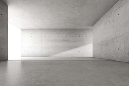 3d render of empty concrete room with shadow on the wall.の写真素材