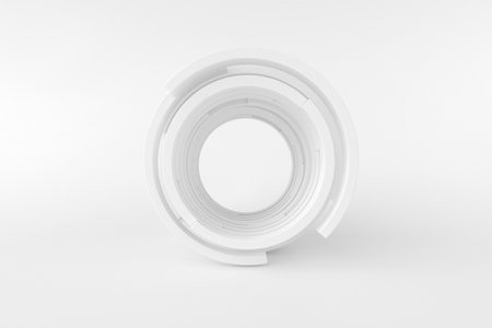 Abstract white background with circle lines, architectural wallpaper. 3d rendering.の写真素材