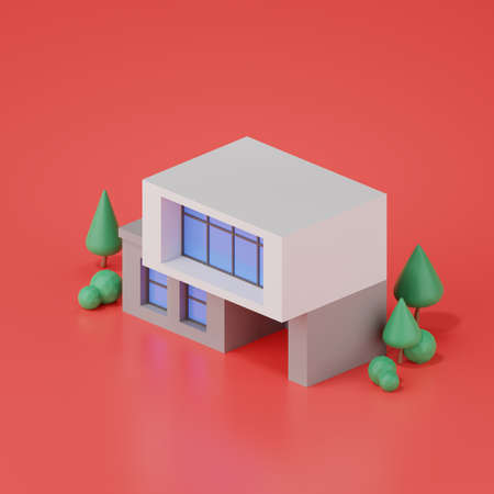 3d render of a modern house, Real estate concept.の写真素材