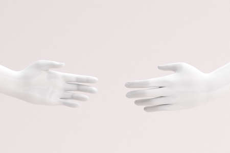 Hand gestures, shake hand on white background, Minimal concept, 3d rendering.の写真素材