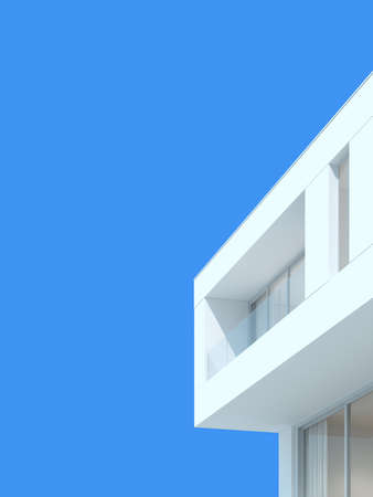 Close up of modern architecture, Architectural details, Minimal building. 3D rendering.