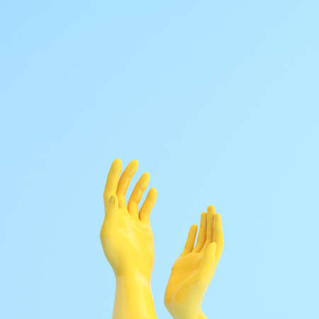 Trendy scene of hand gestures, Minimal concept, 3d rendering.の写真素材