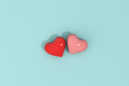 Couple of hearts shape, Valentine concept. 3d rendering.の写真素材