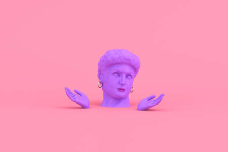 3D rendering of human sculpture on pink background, Concept of supporting human rights and sexual freedom and LGBTQ.の写真素材