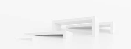 Abstract of white geometric background, Futuristic modern building design, 3d rendering.の写真素材