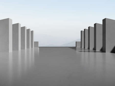 3d render of abstract architecture background with empty concrete floor, car presentation.