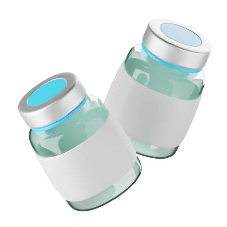 3d icon render of vaccine vials isolated on white background
