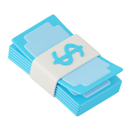 3d render of cash icon isolated on white background.