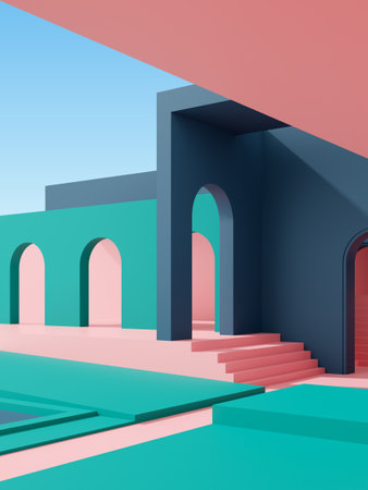 3D illustration of abstract architecture background, Minimal architectural poster.