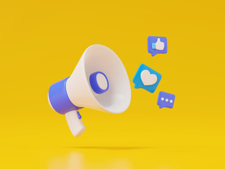 3d render of megaphone with speech bubble.の写真素材