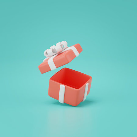 3d rendering of gift box isolated on green.の写真素材