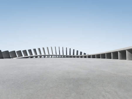 3d render of abstract futuristic architecture with concrete floor.の写真素材