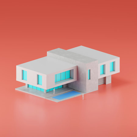 3d render of a modern house, Real estate concept.の写真素材