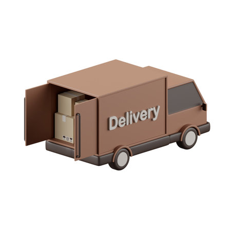3d render of delivery truck with parcel boxes.の写真素材