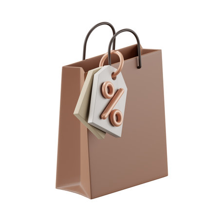 3d render of shopping bag and coupon price tag.の写真素材