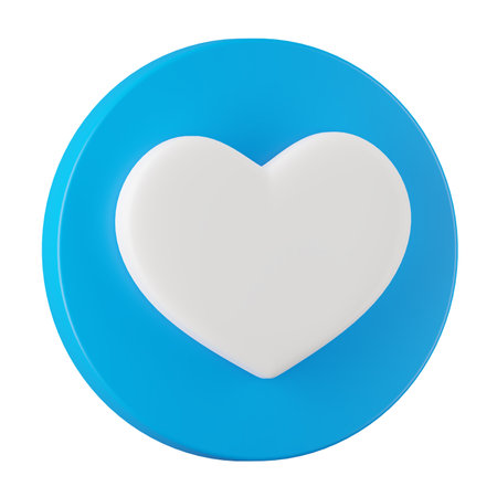 3d render of heart icon in circle button, Social media concept.の写真素材