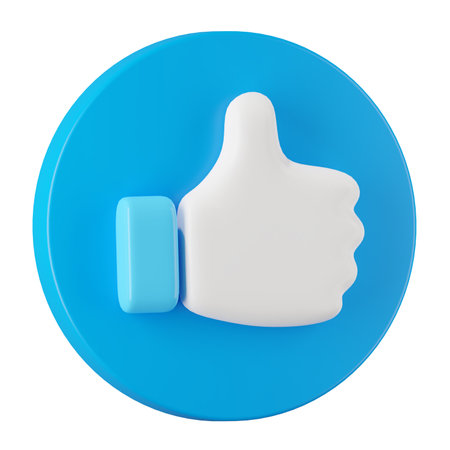 3d render of blue like icon in circle button, Social media concept.の写真素材