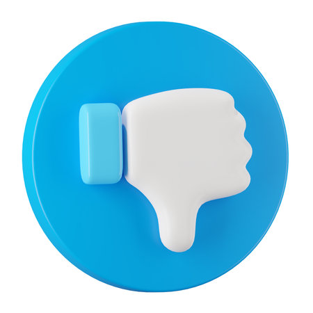 3d render of blue dislike icon in circle button, Social media concept.の写真素材
