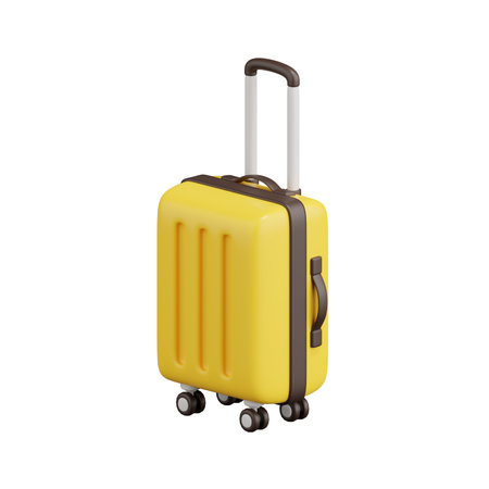 3d render of yellow travel suitcase.の写真素材