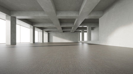 3d render of empty concrete room.の写真素材