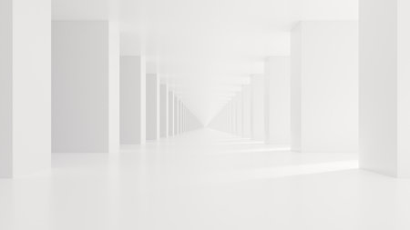 3d render of abstract white futuristic tunnel architecture.の写真素材