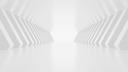 3d render of abstract white futuristic tunnel architecture.の写真素材