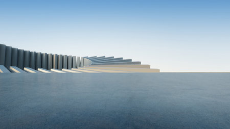 3d render of abstract futuristic architecture with empty concrete floor.の写真素材