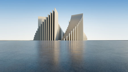 3d render of abstract futuristic architecture with empty concrete floor.