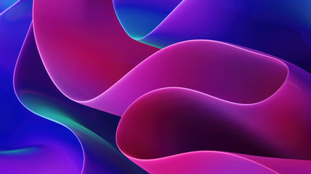 Abstract vibrant wavy background, fold textile ruffle, 3d rendering.の素材 [FY310207646506]