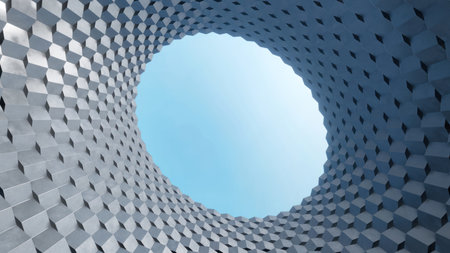 Abstract modern architecture with wavy facade, 3d rendering.の写真素材
