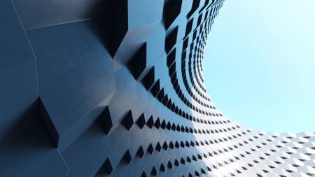 Abstract modern architecture with wavy facade, 3d rendering.の写真素材
