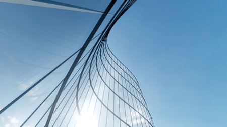 3d rendering of office glass building, modern architecture.の写真素材