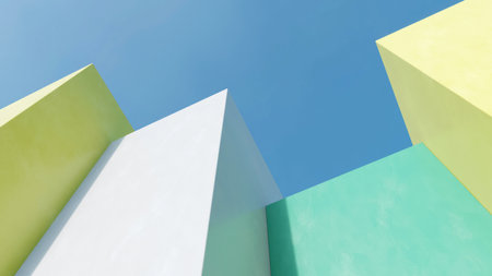 Abstract minimal architecture on blue sky background.の写真素材