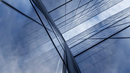 3d rendering of office glass building, modern architecture.の写真素材