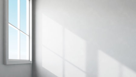 View of sunlight shadow through the window on concrete wall.3d rendering.の写真素材