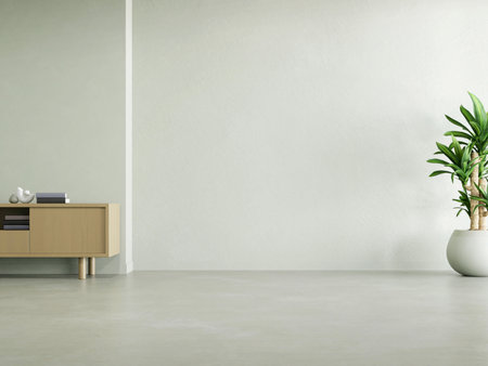 3d rendering of empty room with white wall and concrete floor.の写真素材
