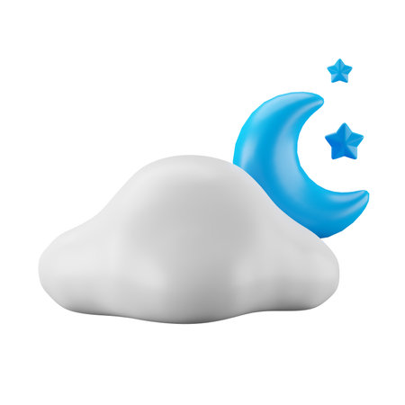 3d icon rendering of starry night, weather forecast.の写真素材