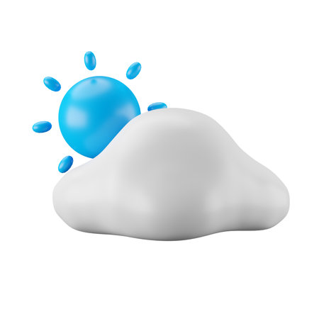 3d icon rendering of sunny day, weather forecast.の写真素材