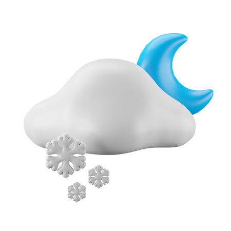 3d icon rendering of snowy night, weather forecast.の写真素材