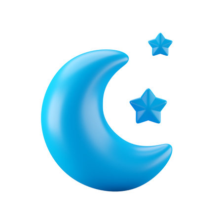 3d icon rendering of starry night, weather forecast.の写真素材