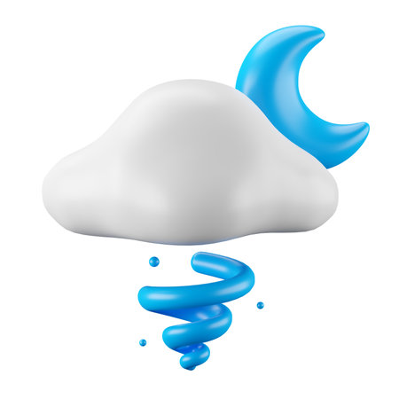 3d icon rendering of storm in the night, weather forecast.の写真素材
