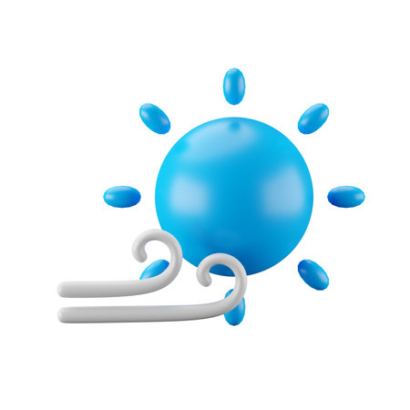 3d icon rendering of sunny and windy, weather forecast.の写真素材